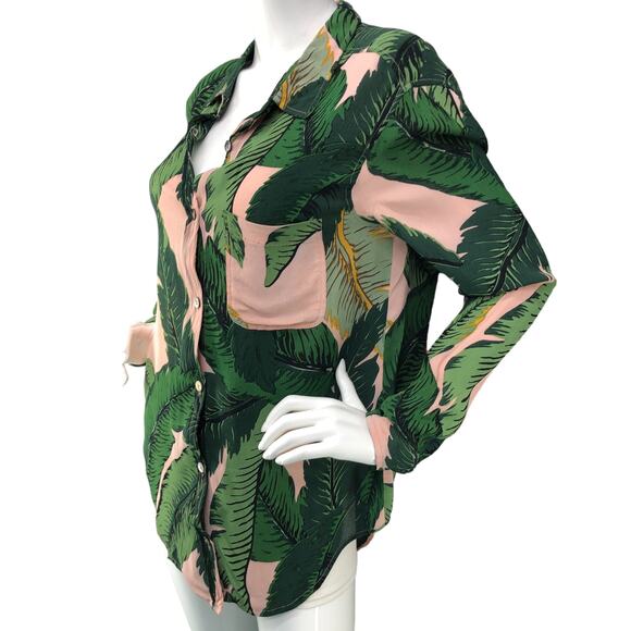 Beach Riot X Revolve Womens Size S Sunny Top in Pink Palm Button Down *TINY FLAW - Picture 4 of 16